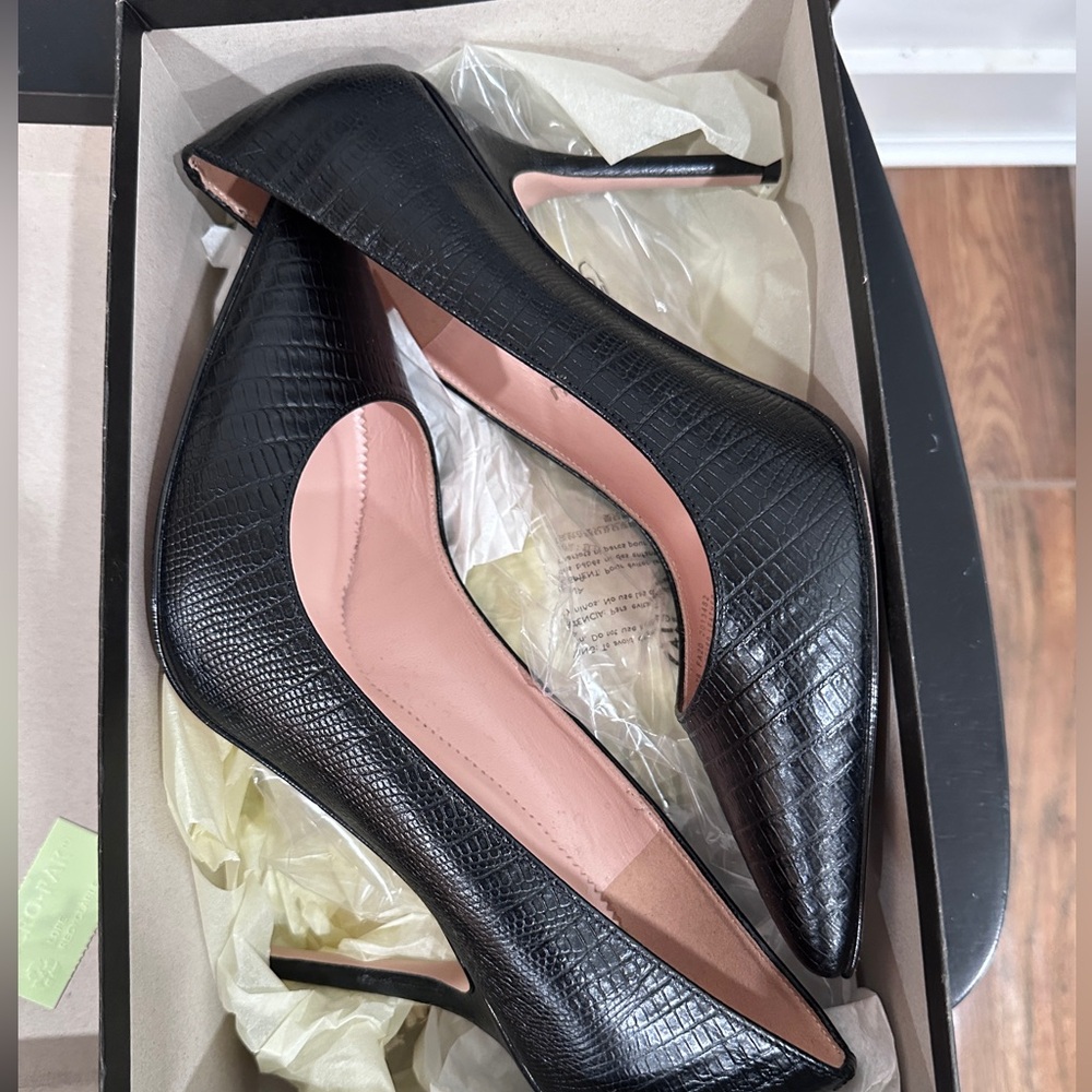 J. Crew Stiletto pumps in lizard-embossed leather BLACK 10.5 41 NEW in box